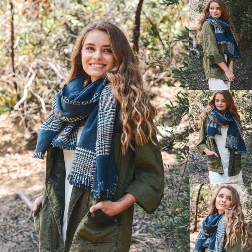 Reversible Tartan Plaid Oversized Blanket scarf